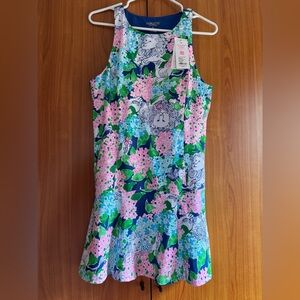 NWT Lilly Pulitzer L Westley Luxletic Lydia the Lion Dress with Navy shorts New